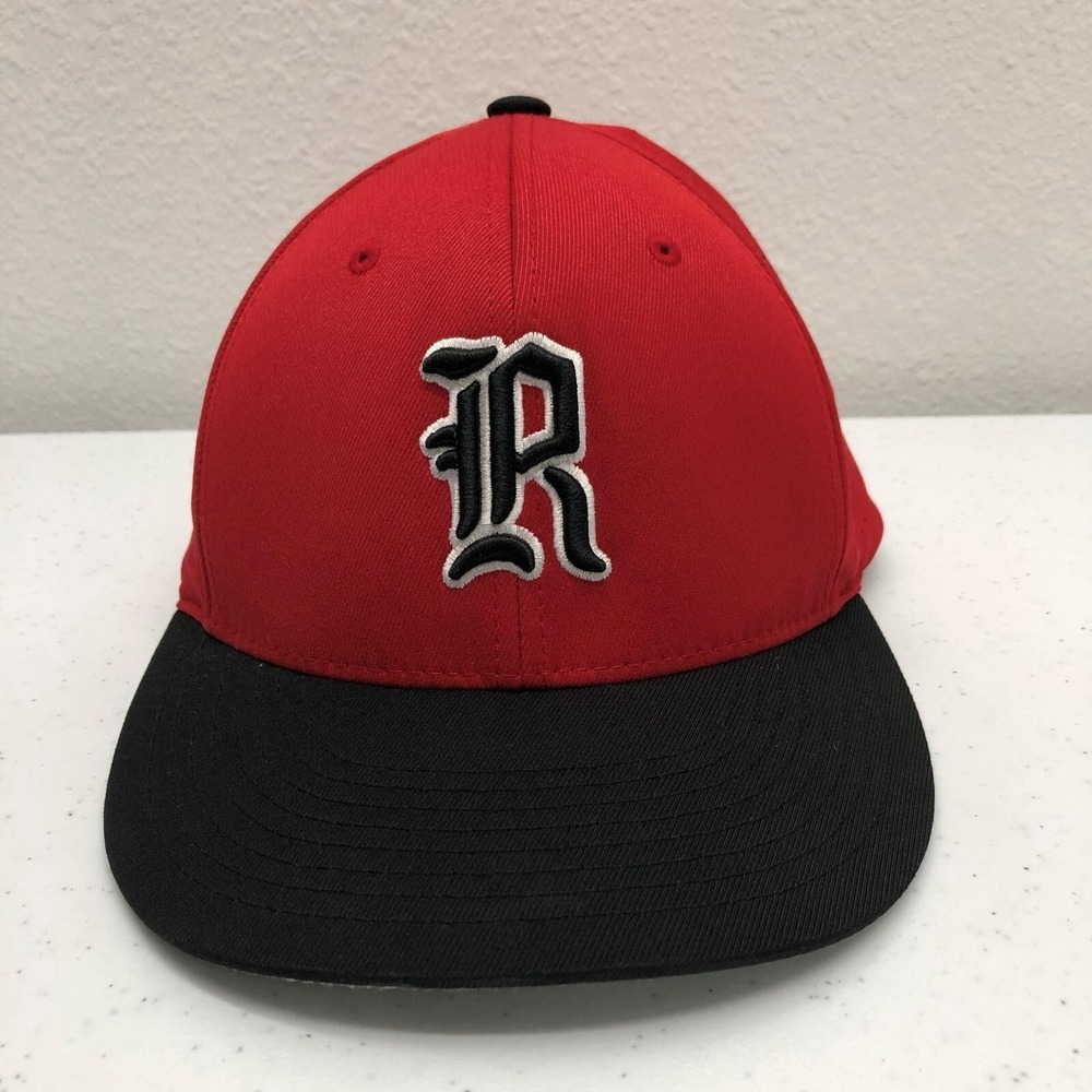 Cap America Hat Cap Fitted Mens M Red Black R Logo Flexfit Baseball Perforated